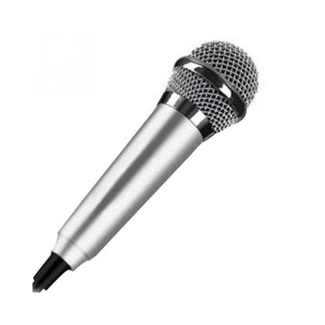Mini micrófono, micrófono pequeño, mini micrófono de karaoke para teléfono  móvil, laptop, laptop, Apple iPhone, Sumsung Android (plateado)