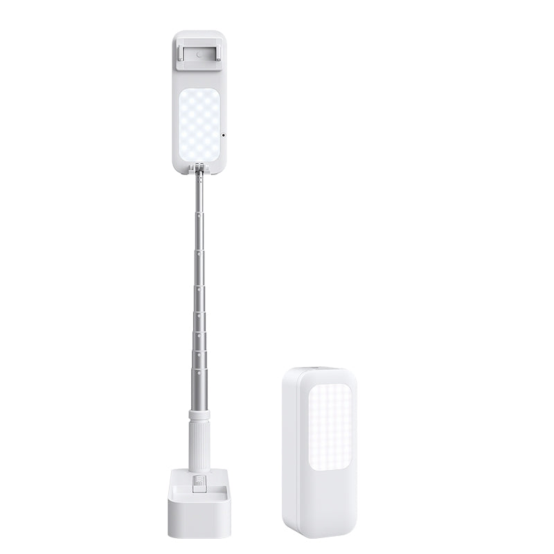 ALL in ONE! Portable Phone Holder Retractable Stand with Wireless Dimmable LED Light