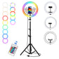 10inch/26cm Ring Lamp RGB Colorful LED Ring Light with Tripod Stand Rainbow with Phone Clip For Vlogging Short Video YouTube