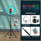 10inch/26cm Ring Lamp RGB Colorful LED Ring Light with Tripod Stand Rainbow with Phone Clip For Vlogging Short Video YouTube