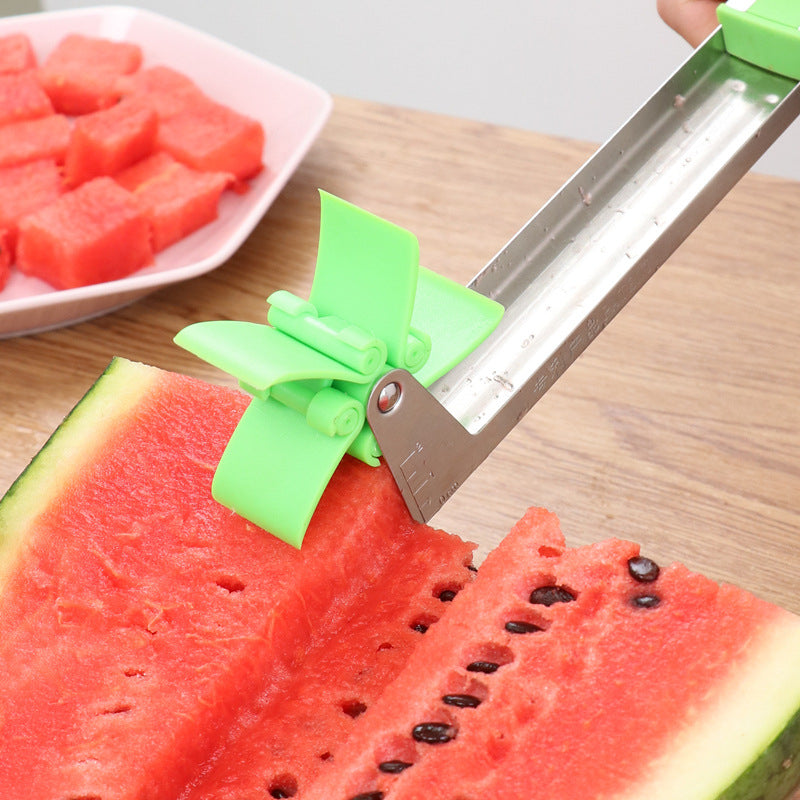 Watermelon Slicer Stainless Steel Windmill Watermelon Cutter Kitchen Fruit  Slicer Cutter Tool Watermelon Digger Fruit Divider