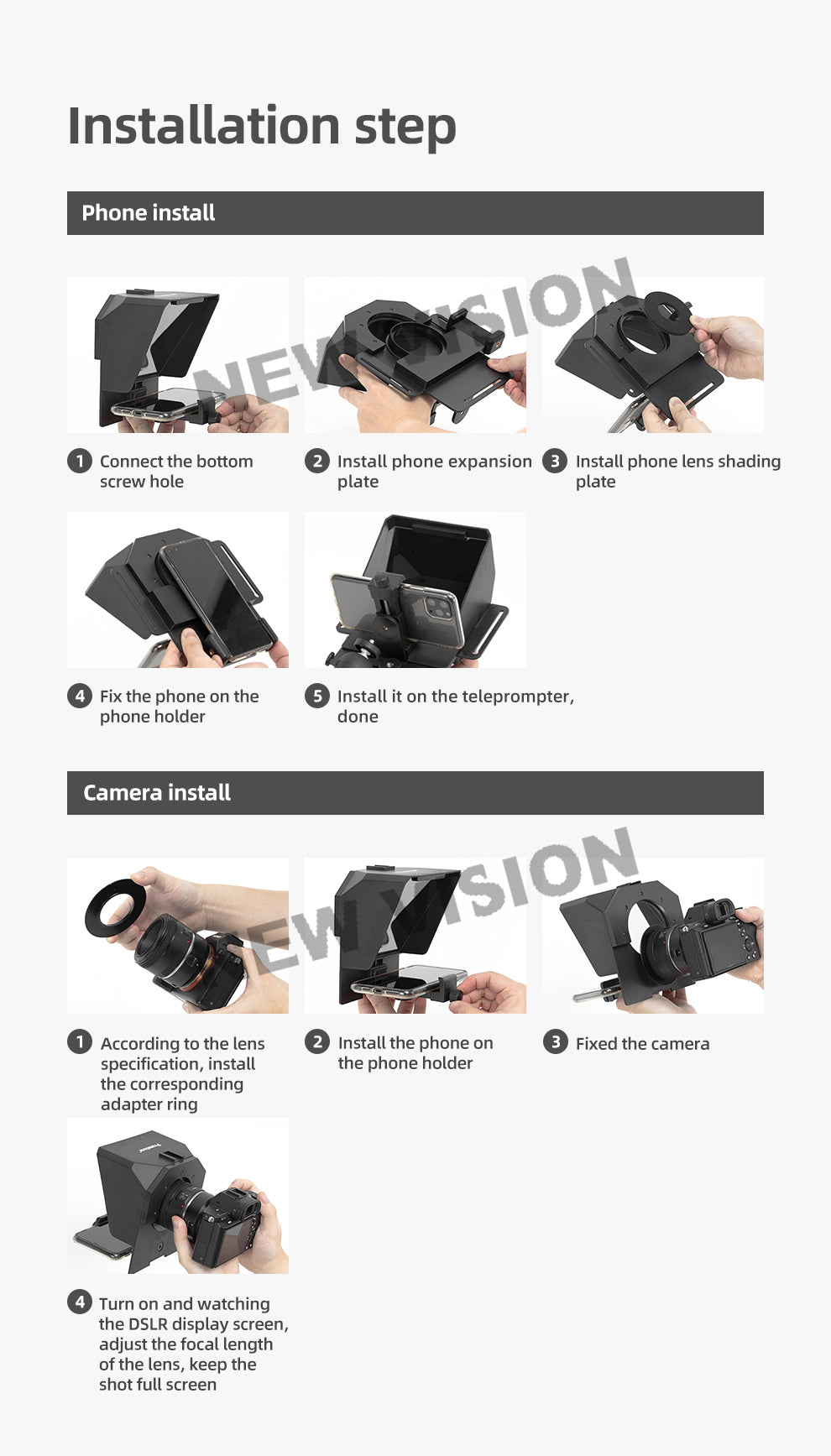 Teleprompter iPhone & Android, Double Phone Holder for Video